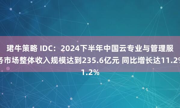 珺牛策略 IDC：2024下半年中国云专业与管理服务市场整体收入规模达到235.6亿元 同比增长达11.2%