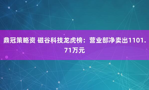 鼎冠策略资 磁谷科技龙虎榜：营业部净卖出1101.71万元
